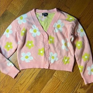 Art Class Pink Floral Cardigan Sweater
